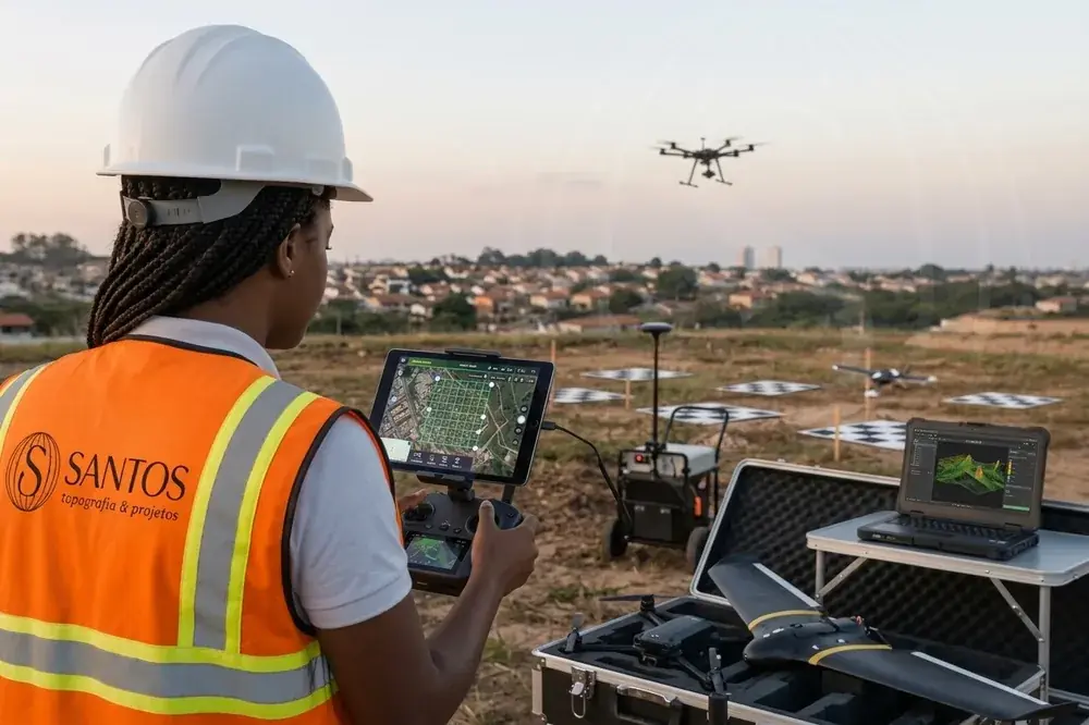 Drone da Santos em levantamento aerofotogramétrico